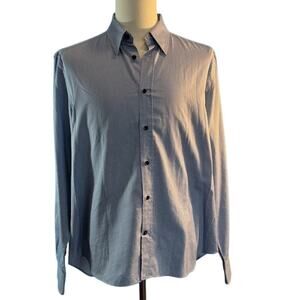 Made in ITALY Corneliani 100% Cotton Dress Shirt  Button Collar Blue 17 43